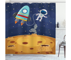 Cartoon Design Space Theme Shower Curtain