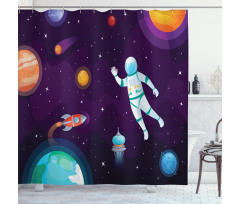 Astronaut in Space System Shower Curtain