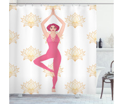 Woman Doing Yoga Lotus Petal Shower Curtain