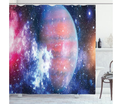 Vivid Nebula and Planet Art Shower Curtain