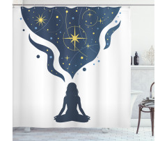 Woman Yoga with Starry Smoke Shower Curtain