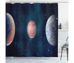 Planets Starry Galaxy Space Shower Curtain