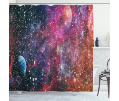 Abstract Jumble Space Shower Curtain