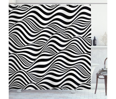 Monochrome Waves Shower Curtain