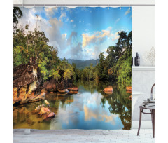 View of Jungle River Shower Curtain