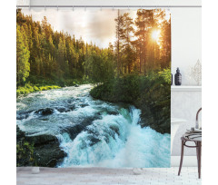 Sunrise Springtime Pines Shower Curtain