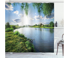 Calm River in Summer Shower Curtain