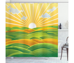 Fields Hills at Dawn Shower Curtain