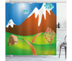 Cartoon Country Scene Shower Curtain