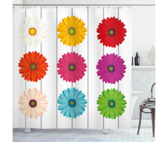 Vivid Petals on Stripe Shower Curtain