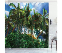 Hawaii Island Palm Tree Shower Curtain