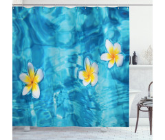 Frangipani Flower Aqua Shower Curtain