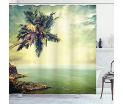 Palm Tree Rocky Shore Shower Curtain
