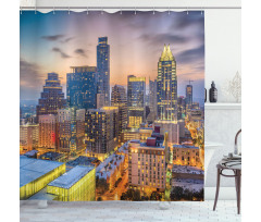 Urban Outdoor Scene at Dusk Shower Curtain