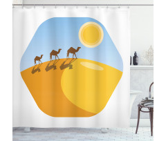 Camels on Desert Cartoon Shower Curtain