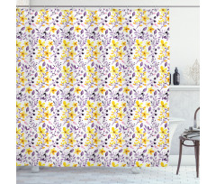 Rural Flowers and Leaves Shower Curtain