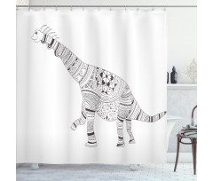 Monochrome Zentangle Dinosaur Shower Curtain