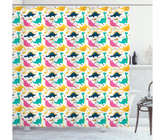 Rhythmic Dinosaurs Doodle Shower Curtain