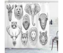 Composition of Animal Heads Shower Curtain