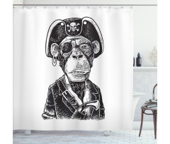 Pirate Monkey Portrait Art Shower Curtain