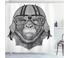 Hipster Grumpy Biker Ape Shower Curtain