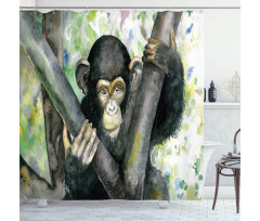 Watercolor Baby Chimpanzee Shower Curtain