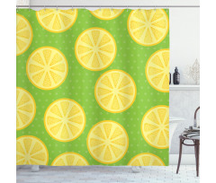 Citrus Slices Polka Dots Shower Curtain