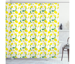 Citrus Leaves Flower Graphic Shower Curtain