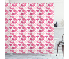 Hand Paint Hearts Shower Curtain