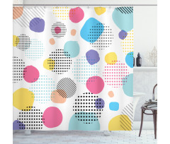 Colorful Spots Stripes Shower Curtain