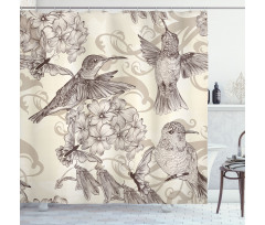 Old Birds and Flowers Shower Curtain
