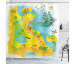 Map of a Treasure Island Shower Curtain