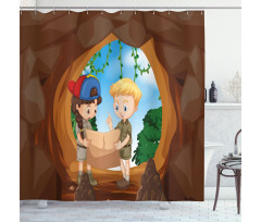 Children Reading a Map Shower Curtain