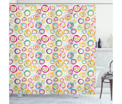 Circle and Dots Spring Shower Curtain
