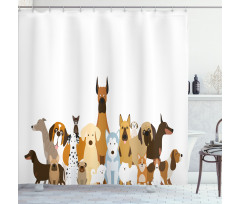 Funny Pet Breeds Cartoon Shower Curtain