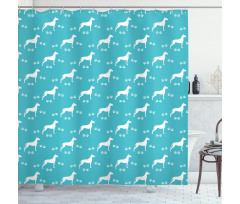 Dog and Paw Silhouettes Shower Curtain