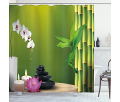 Bamboo Flower Orchid Stone Shower Curtain