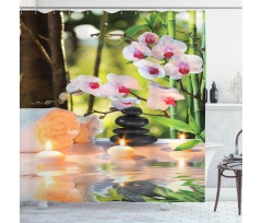 Spa with Candles Orchids Shower Curtain