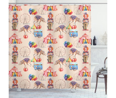 Watercolor Circus Art Shower Curtain