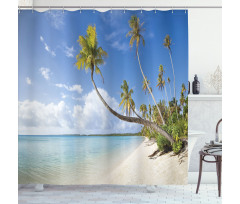 Tropical Beach and Palm Leaves Shower Curtain