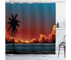 Dramatic Sunset Scene Pattern Shower Curtain