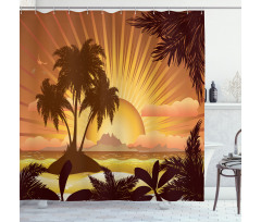 Digital Graphics Sunset Scene Shower Curtain