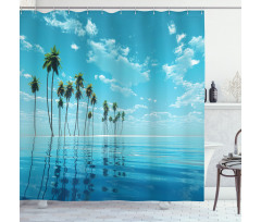 Long Coconut Trees Still Water Shower Curtain