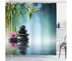 Hibiscus Bamboo on Water Shower Curtain