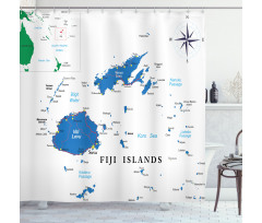 Mapping with Names Written Shower Curtain