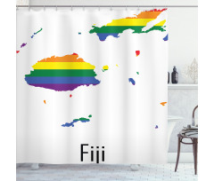 Rainbow Map Design Wording Shower Curtain