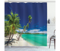 Exotic Beach and Coconut Trees Shower Curtain