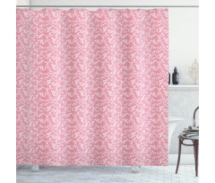 Leafy Pinkish Damask Lines Shower Curtain