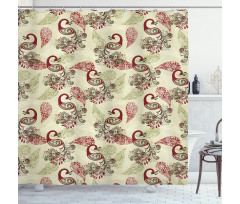 Peacocks and Snowflakes Shower Curtain