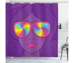 Girl with Rainbow Sunglasses Shower Curtain